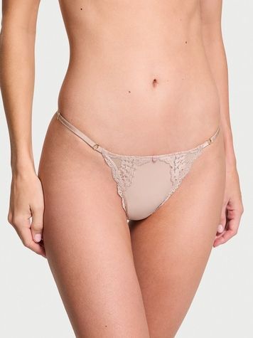 Кружевные трусики Стринги Victoria's Secret 294099848 бежевые 294099848 фото