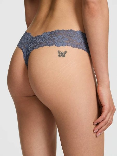 Кружевные трусики Танга PINK от Victoria's Secret 484928023 синие 484928023 фото