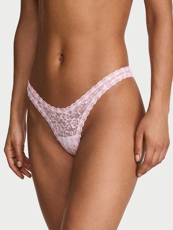 Кружевные трусики Танга Victoria's Secret 670891427 белые, розовые 670891427 фото
