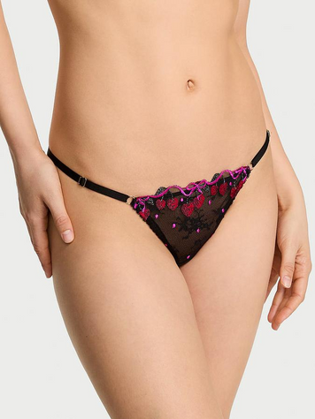Кружевные трусики Стринги Victoria's Secret 553215988 черные 553215988 фото