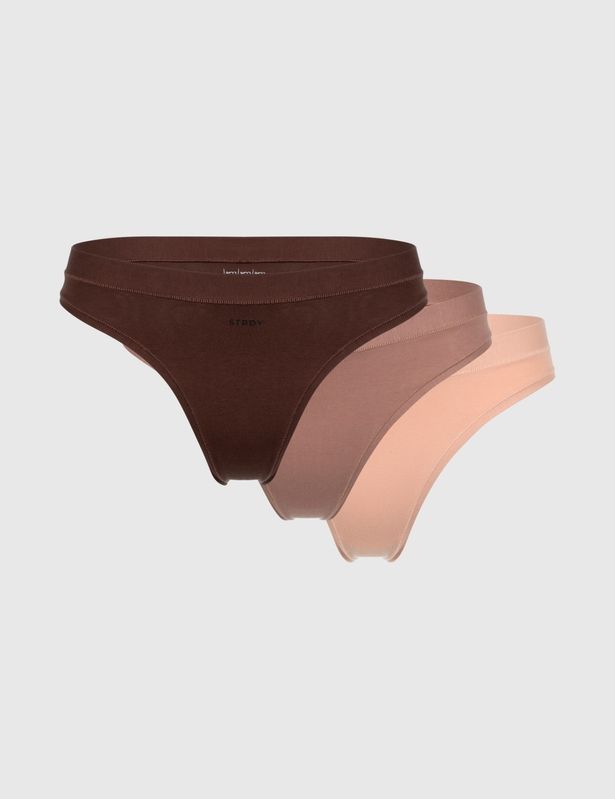 Набор трусиков стринги brabrabra SLZ24602002 (3 шт) SLZ24602002(3)_крем/темний нюд/коричневий фото