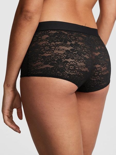 Кружевные трусики Шорты PINK от Victoria's Secret 48341979 черные 48341979 фото