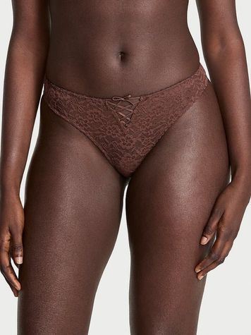 Кружевные трусики Танга Victoria's Secret 229813119 коричневые 229813119 фото