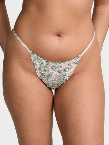 Кружевные трусики Танга Victoria's Secret 923656214 белые, зеленые 923656214 фото