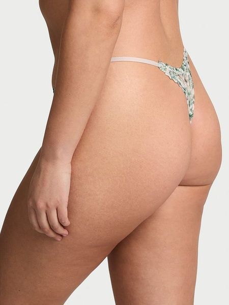 Кружевные трусики Танга Victoria's Secret 923656214 белые, зеленые 923656214 фото