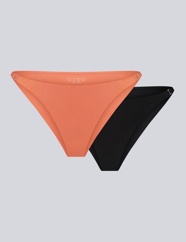Бесшовные Трусики танга brabrabra SLZ28802005 с низкой посадкой (2 шт) SLZ28802005_(2)_чорний/карамель фото