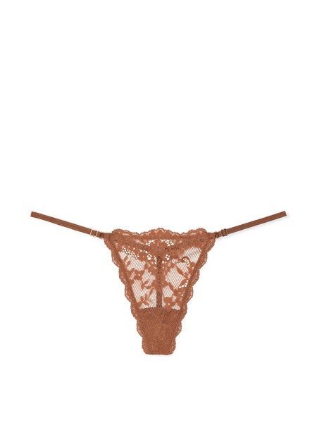 Кружевные трусики Стринги Victoria's Secret 381248515 коричневые 381248515 фото