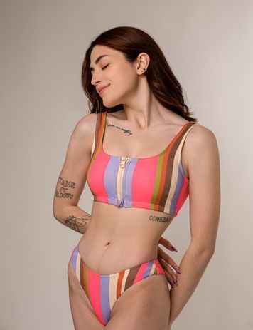 Купальні трусики сліпи brabrabra SO226411 у кольорові смужки SO226411_кольорові смужки фото