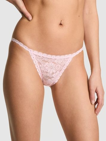 Кружевные трусики Бикини PINK от Victoria's Secret 82365538 розовые 82365538 фото