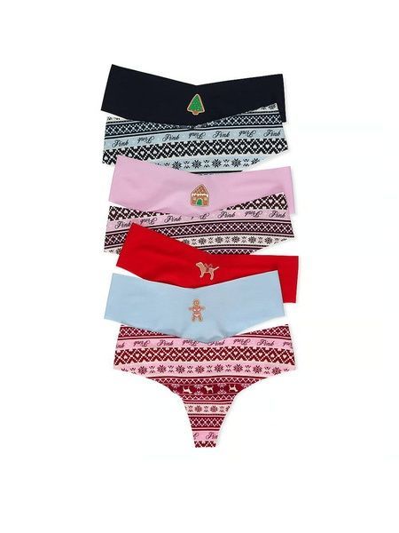 Набір безшовних трусиків Танга PINK від Victoria's Secret 976148350 (7шт) 976148350 фото