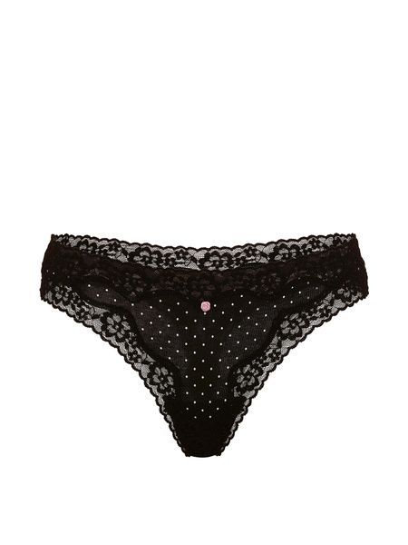 Кружевные трусики Танга Victoria's Secret 528189619 черные 528189619 фото
