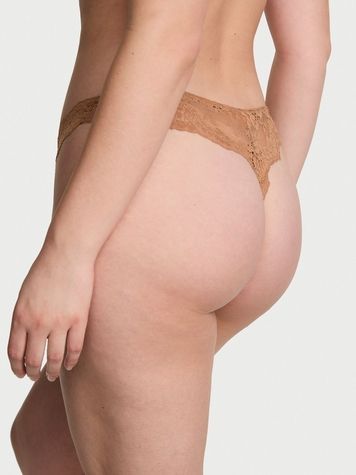 Кружевные трусики Танга Victoria's Secret 899354575 коричневые 899354575 фото