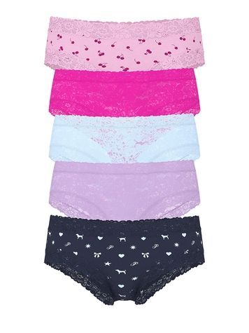 Набір мереживних трусиків Чіки (5 шт) PINK від Victoria's Secret 634956523 з низькою посадкою 634956523 фото