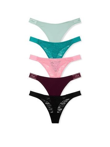 Набір трусиків Танга PINK від Victoria's Secret 618536646 (5шт) 618536646 фото