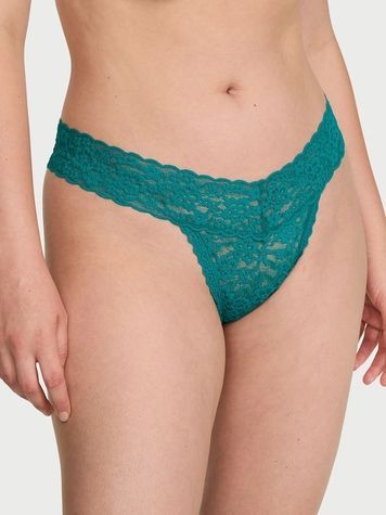 Кружевные трусики Танга Victoria's Secret 535565265 бирюзовые 535565265 фото
