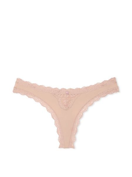 Мереживні трусики Танга Victoria's Secret 563498417 бежеві 563498417 фото