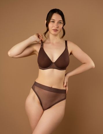 Трусики слипы brabrabra SLZ26202321 с высокой талией &mdash; Уценка (дефект) SLZ26202321(д)_мокко фото