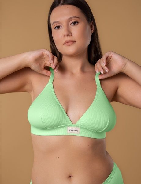Бюстгальтер з трикутною чашкою brabrabra SLZ25301014 без косточек SLZ25301014_м'ята фото