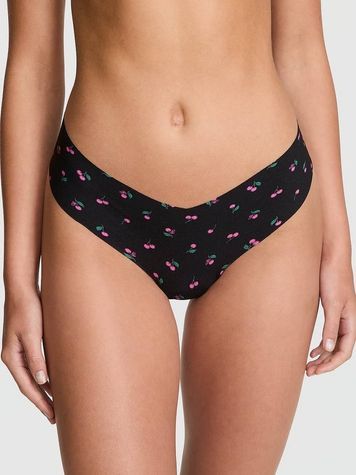 Бесшовные трусики Танга PINK от Victoria's Secret 115566343 черные 115566343 фото