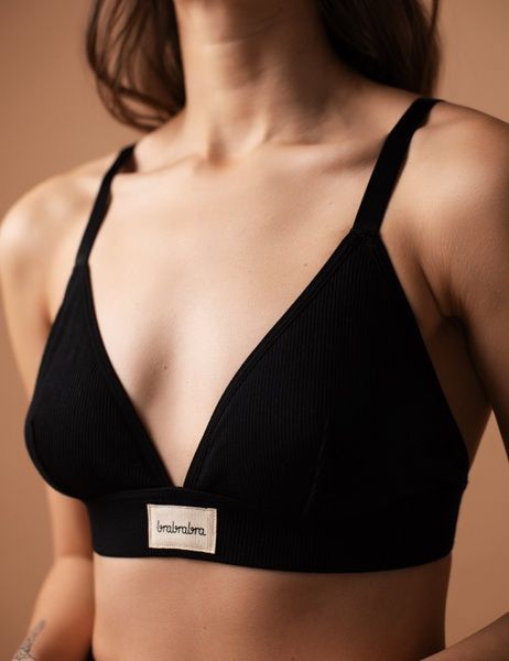 Бюстгальтер з трикутною чашкою brabrabra SLZ25301014 без кісточок SLZ25301014_чорний фото