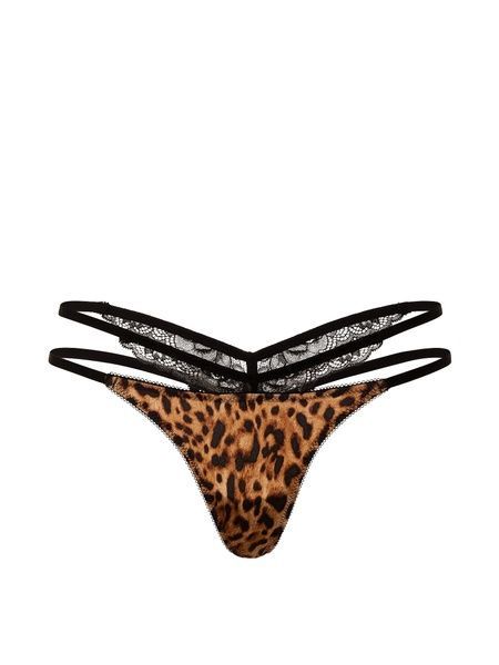 Кружевные трусики Стринги Victoria's Secret 871557919 леопардовые 871557919 фото