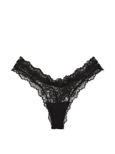 Кружевные трусики Танга Victoria's Secret 788178385 черные 788178385 фото