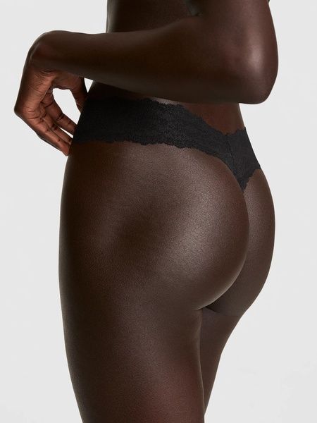 Кружевные трусики Танга PINK от Victoria's Secret 508999289 черные 508999289 фото