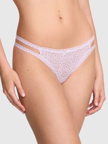 Кружевные трусики Танга PINK от Victoria's Secret 619062884 сиреневые 619062884 фото