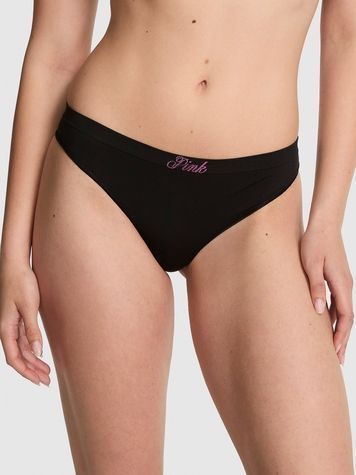 Кружевные трусики Танга Victoria's Secret 404192234 черные 404192234 фото