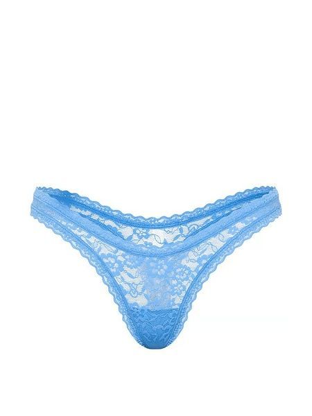 Кружевные трусики Танга Victoria's Secret 955610578 голубые 955610578 фото