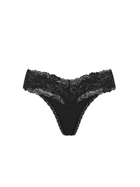 Кружевные трусики Танга PINK от Victoria's Secret 845517890 черные 845517890 фото