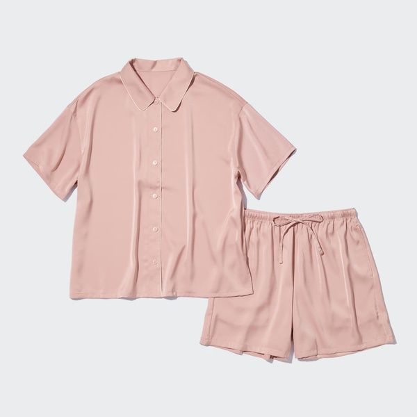 Розовая пижама UNIQLO 228931144 рубашка и шорты 228931144 фото