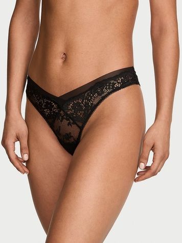 Кружевные трусики Бразилиана Victoria's Secret 198449242 черные 198449242 фото