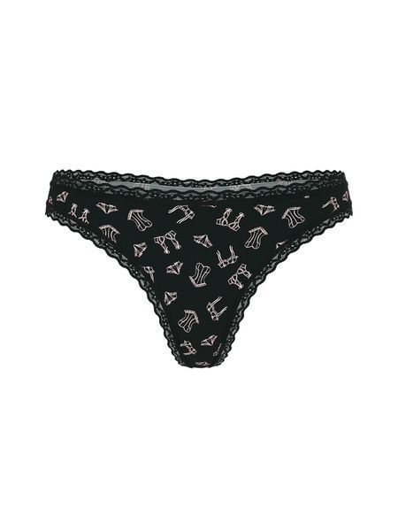 Жіночі трусики Танга Victoria's Secret 343865263 чорні 343865263 фото