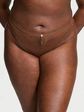 Кружевные трусики Танга Victoria's Secret 873707165 коричневые 873707165 фото